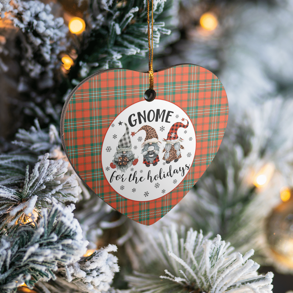 Clan Scott Ancient Tartan Tartan Crest Gnome Heart Ceramic Ornament BY77 Scott Ancient Tartan Tartan Christmas   
