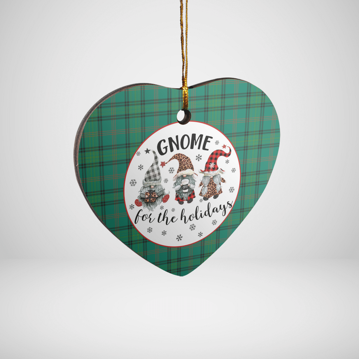 Clan Ross Hunting Ancient Tartan Tartan Crest Gnome Heart Ceramic Ornament VW78 Ross Hunting Ancient Tartan Tartan Christmas   