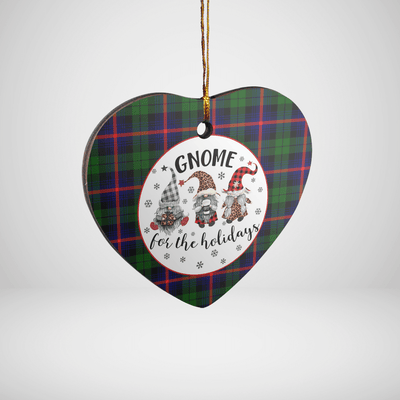 Clan Urquhart Modern Tartan Tartan Crest Gnome Heart Ceramic Ornament