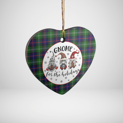 Clan Sutherland Modern Tartan Tartan Crest Gnome Heart Ceramic Ornament