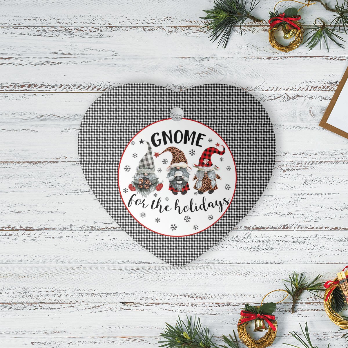 Clan Shepherd Tartan Tartan Crest Gnome Heart Ceramic Ornament YM25 Shepherd Tartan Tartan Christmas   