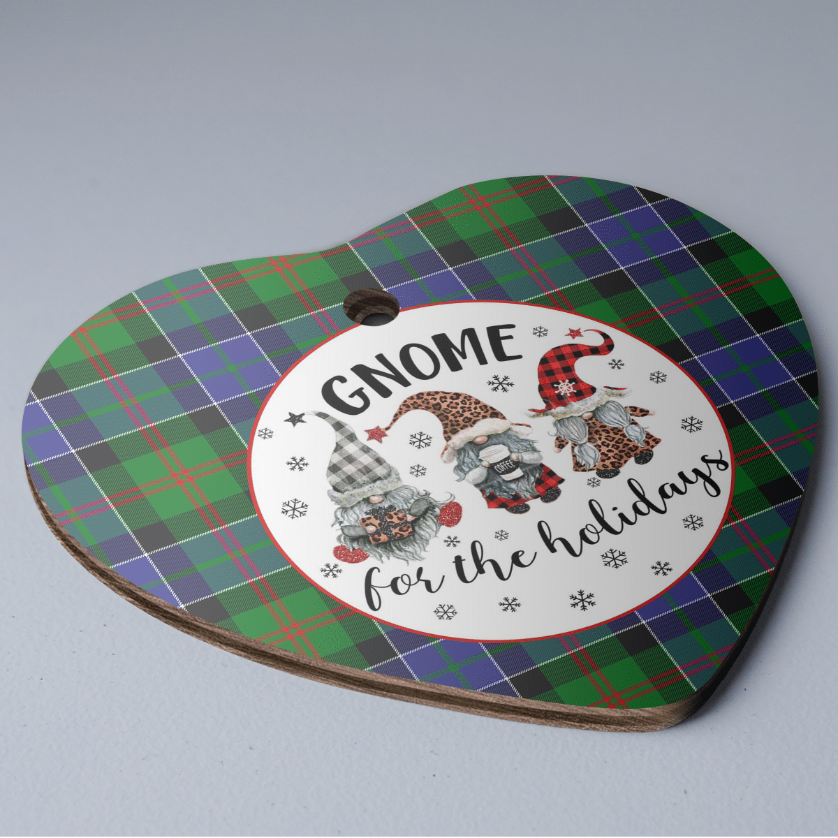 Clan Paterson Tartan Tartan Crest Gnome Heart Ceramic Ornament AY32 Paterson Tartan Tartan Christmas   