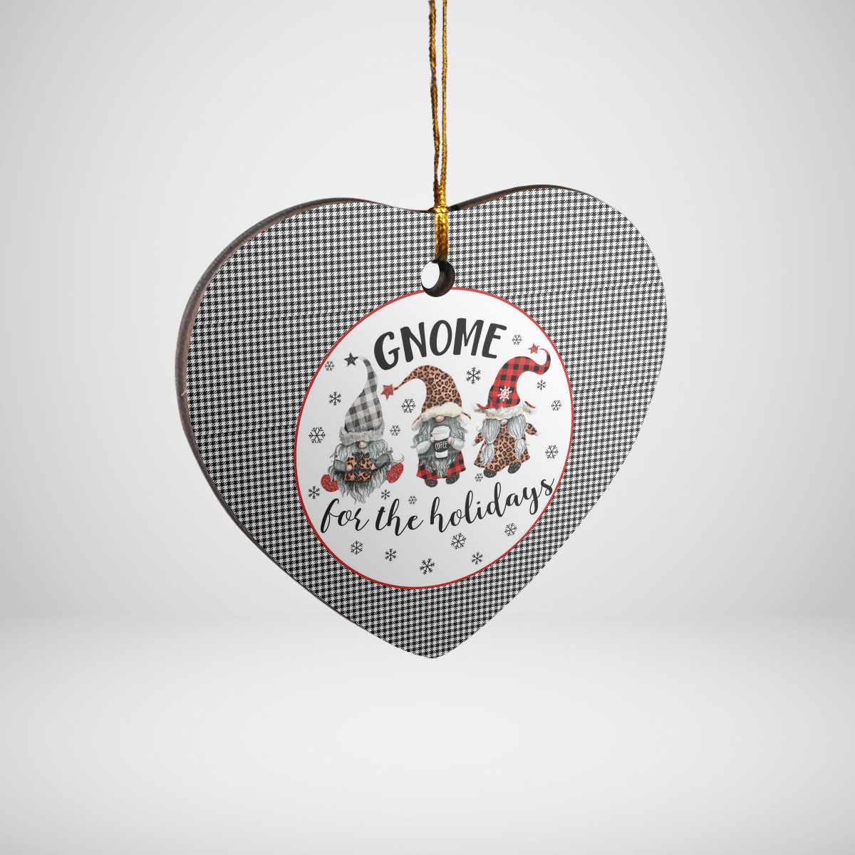 Clan Shepherd Tartan Tartan Crest Gnome Heart Ceramic Ornament YM25 Shepherd Tartan Tartan Christmas   