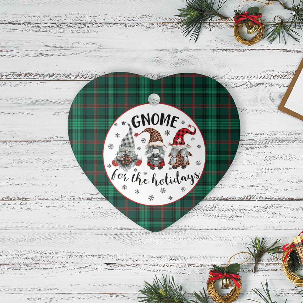Clan Ross Hunting Modern Tartan Tartan Crest Gnome Heart Ceramic Ornament BQ72 Ross Hunting Modern Tartan Tartan Christmas   