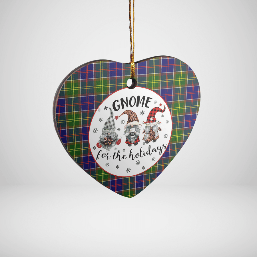 Clan Whitefoord Tartan Tartan Crest Gnome Heart Ceramic Ornament UK30 Whitefoord Tartan Tartan Christmas   