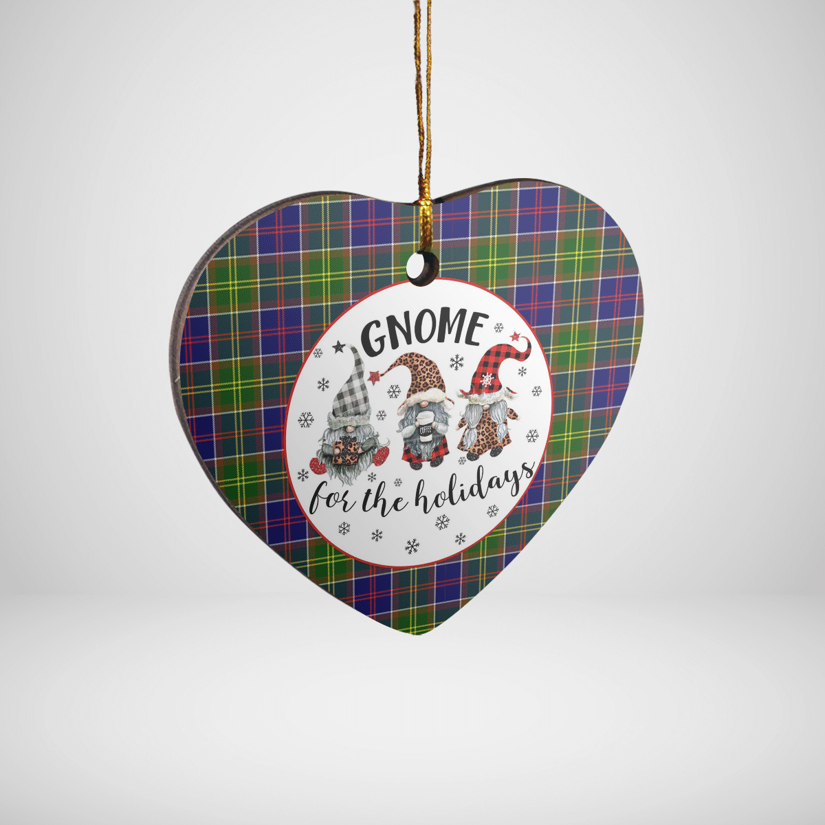 Clan Whitefoord Tartan Tartan Crest Gnome Heart Ceramic Ornament UK30 Whitefoord Tartan Tartan Christmas   