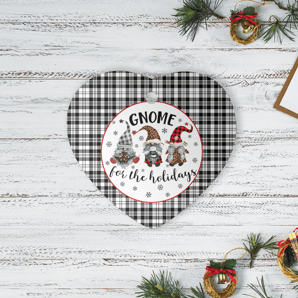 Clan Scott Black & White Modern Tartan Tartan Crest Gnome Heart Ceramic Ornament ZJ81 Scott Black & White Modern Tartan Tartan Christmas   