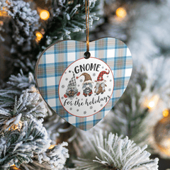 Clan Stewart Muted Blue Tartan Tartan Crest Gnome Heart Ceramic Ornament GN33 Stewart Muted Blue Tartan Tartan Christmas   