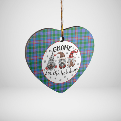 Clan Pitcairn Hunting Tartan Tartan Crest Gnome Heart Ceramic Ornament GG64