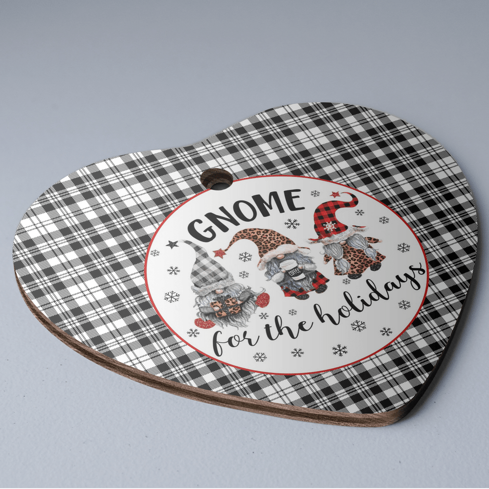 Clan Scott Black & White Modern Tartan Tartan Crest Gnome Heart Ceramic Ornament ZJ81 Scott Black & White Modern Tartan Tartan Christmas   