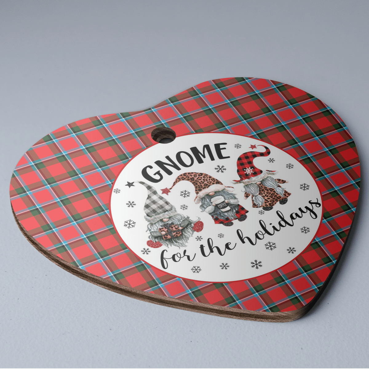 Clan Sinclair Modern Tartan Tartan Crest Gnome Heart Ceramic Ornament MQ17 Sinclair Modern Tartan Tartan Christmas   