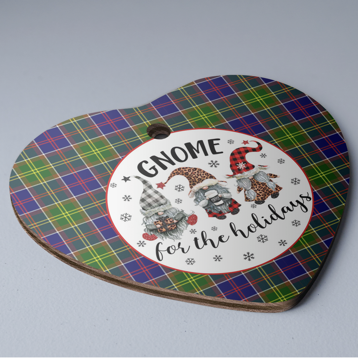 Clan Whitefoord Tartan Tartan Crest Gnome Heart Ceramic Ornament UK30 Whitefoord Tartan Tartan Christmas   