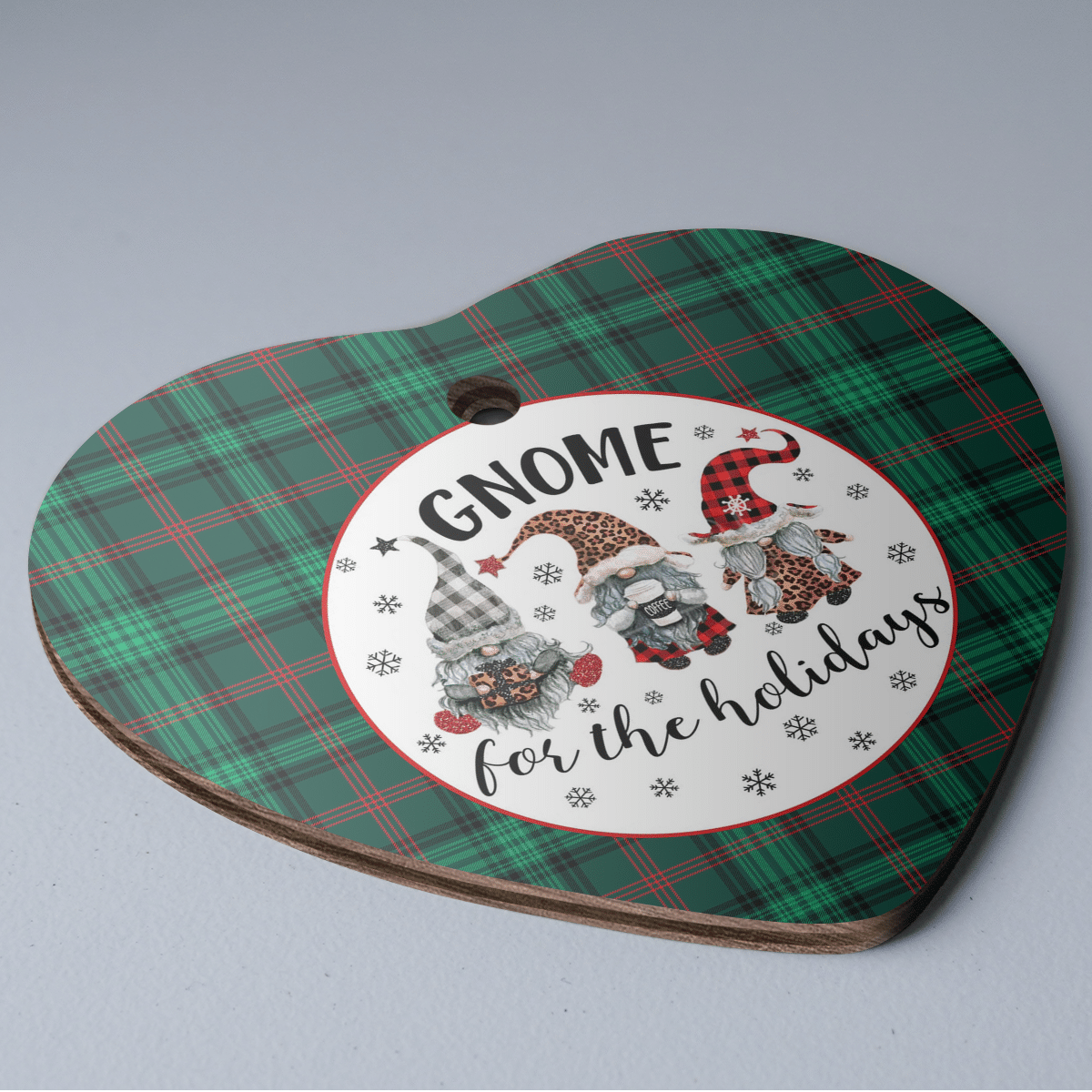 Clan Ross Hunting Modern Tartan Tartan Crest Gnome Heart Ceramic Ornament BQ72 Ross Hunting Modern Tartan Tartan Christmas   