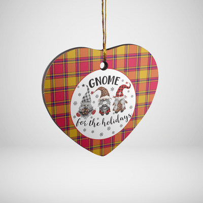 Clan Scrymgeour Tartan Tartan Crest Gnome Heart Ceramic Ornament GX60