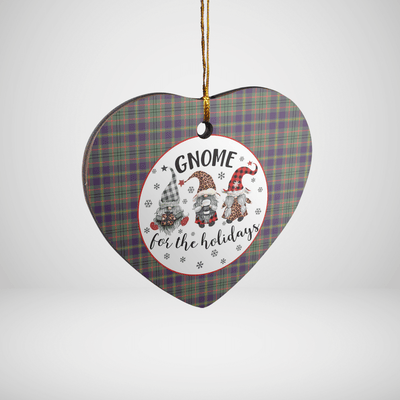 Clan Taylor Weathered Tartan Tartan Crest Gnome Heart Ceramic Ornament