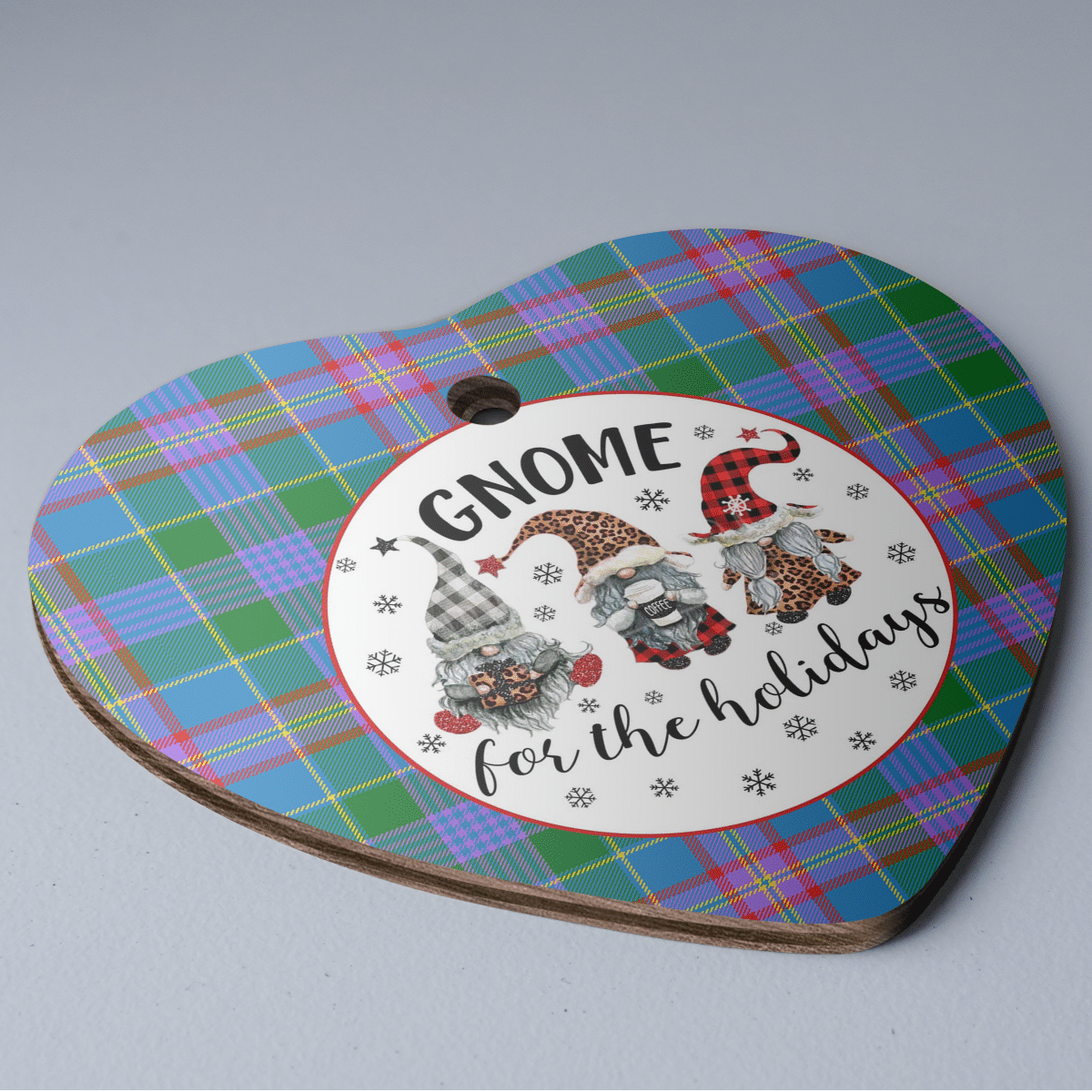 Clan Ralston Tartan Tartan Crest Gnome Heart Ceramic Ornament CQ56 Ralston Tartan Tartan Christmas   