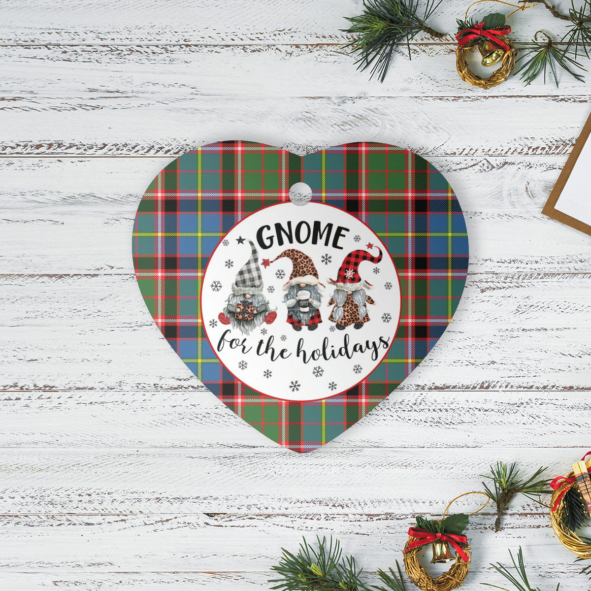 Clan Stirling (of Keir) Tartan Tartan Crest Gnome Heart Ceramic Ornament XX52 Stirling (of Keir) Tartan Tartan Christmas   