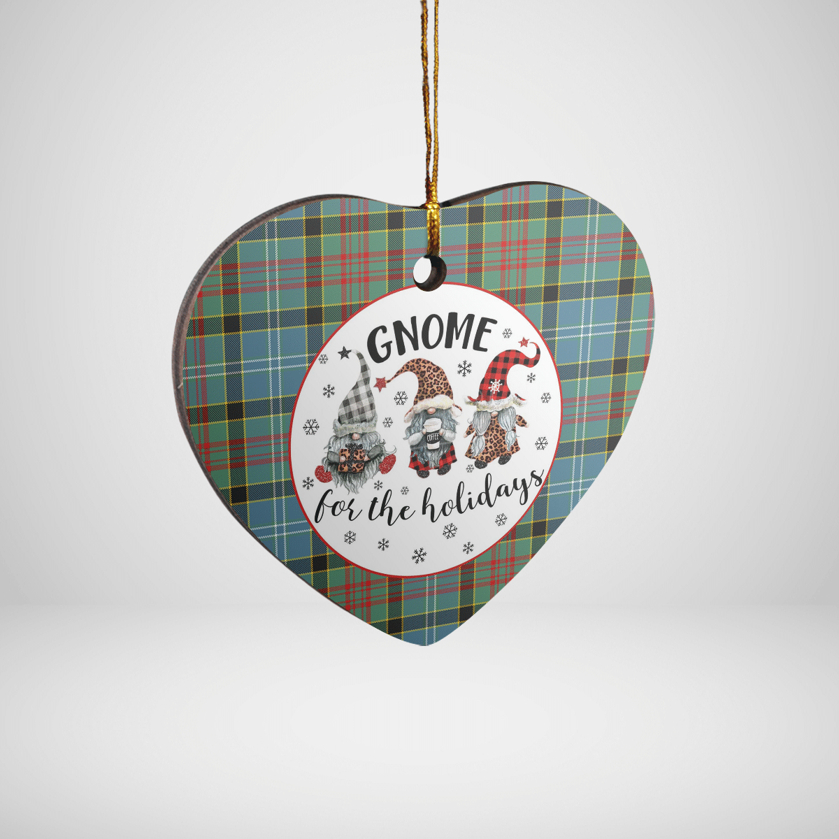 Clan Paisley District Tartan Tartan Crest Gnome Heart Ceramic Ornament RM69 Paisley District Tartan Tartan Christmas   