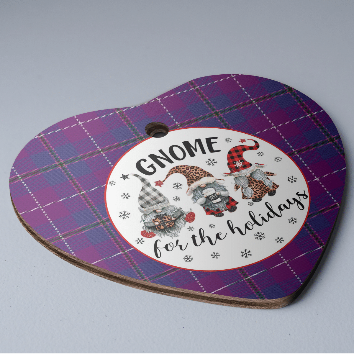 Clan Pride of Glencoe Tartan Tartan Crest Gnome Heart Ceramic Ornament GK65 Pride of Glencoe Tartan Tartan Christmas   