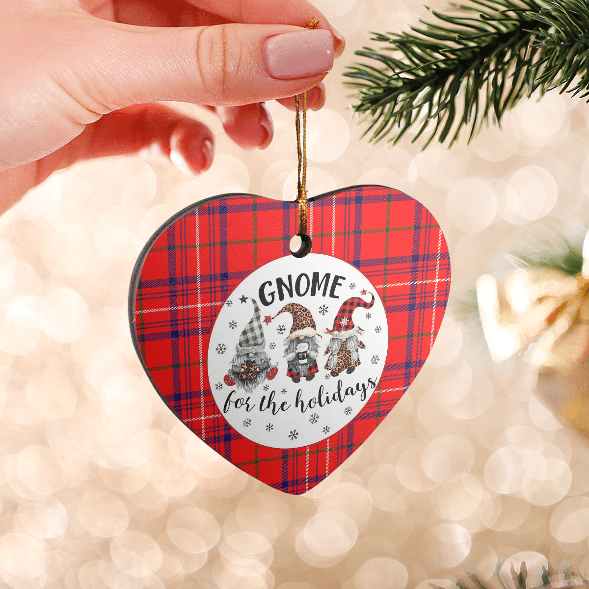 Clan Rose Tartan Tartan Crest Gnome Heart Ceramic Ornament DI21 Rose Tartan Tartan Christmas   