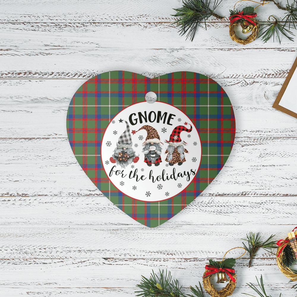 Clan Shaw Green Modern Tartan Tartan Crest Gnome Heart Ceramic Ornament II43 Shaw Green Modern Tartan Tartan Christmas   