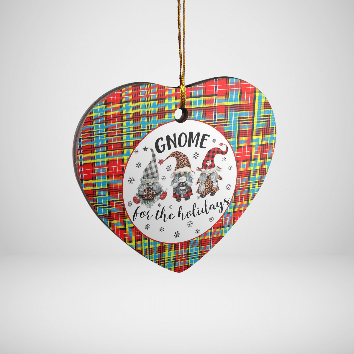 Clan Ogilvie Tartan Tartan Crest Gnome Heart Ceramic Ornament CI99 Ogilvie Tartan Tartan Christmas   