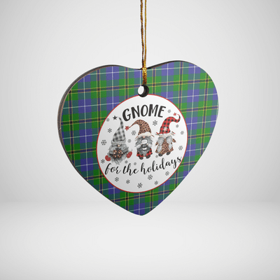 Clan Turnbull Hunting Tartan Tartan Crest Gnome Heart Ceramic Ornament