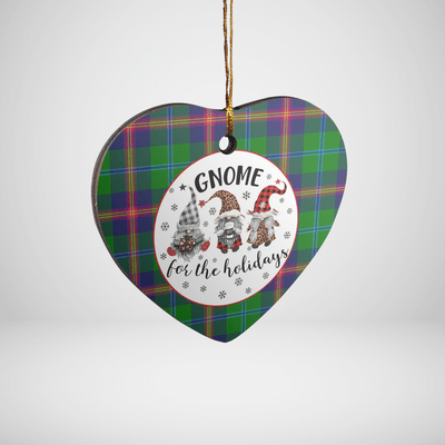 Clan Young Modern Tartan Tartan Crest Gnome Heart Ceramic Ornament