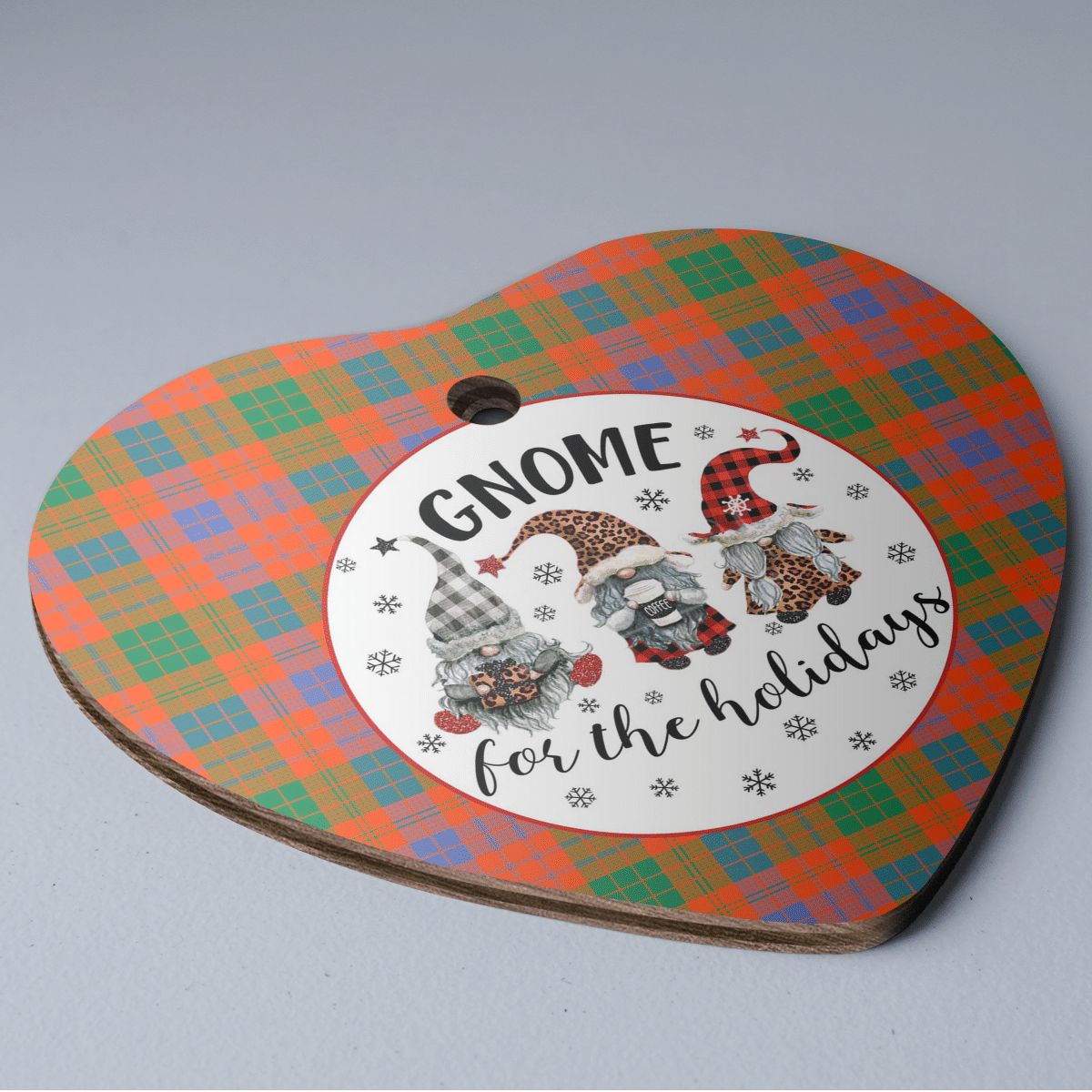 Clan Ross Ancient Tartan Tartan Crest Gnome Heart Ceramic Ornament IQ72 Ross Ancient Tartan Tartan Christmas   