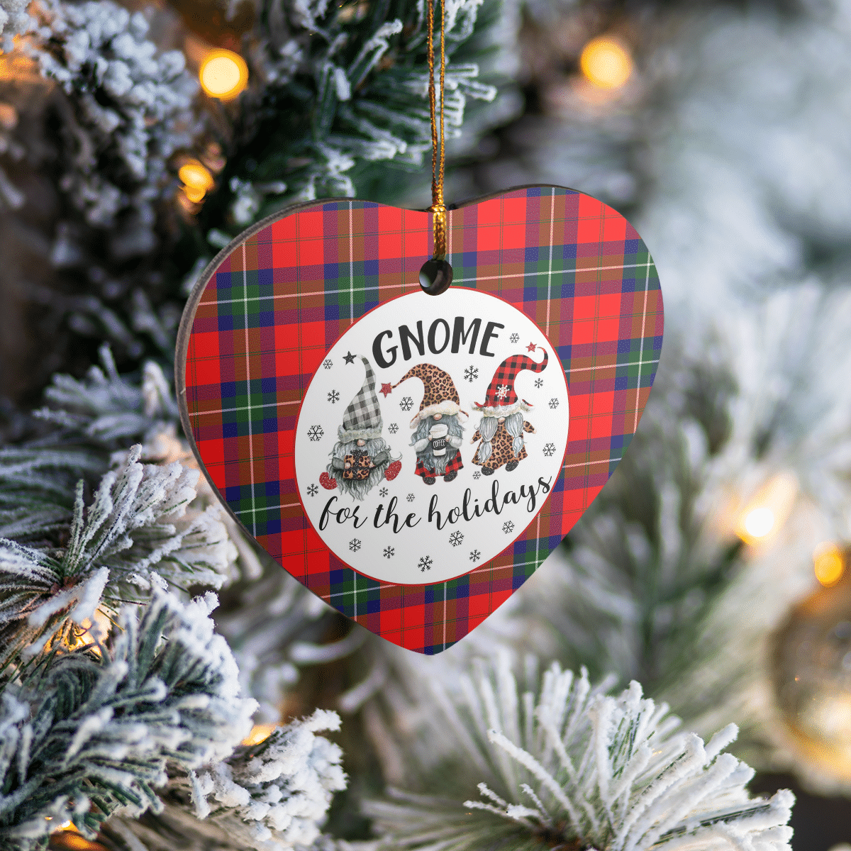 Clan Ruthven Modern Tartan Tartan Crest Gnome Heart Ceramic Ornament SE39 Ruthven Modern Tartan Tartan Christmas   