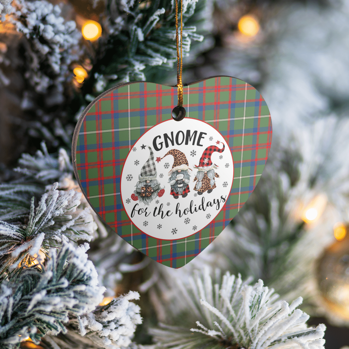 Clan Shaw Green Modern Tartan Tartan Crest Gnome Heart Ceramic Ornament II43 Shaw Green Modern Tartan Tartan Christmas   