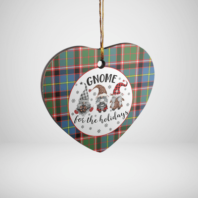 Clan Stirling (of Keir) Tartan Tartan Crest Gnome Heart Ceramic Ornament