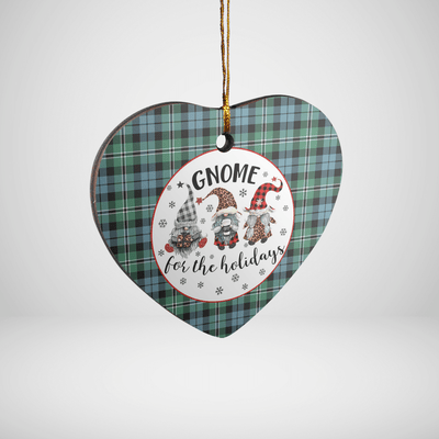 Clan Melville Tartan Tartan Crest Gnome Heart Ceramic Ornament