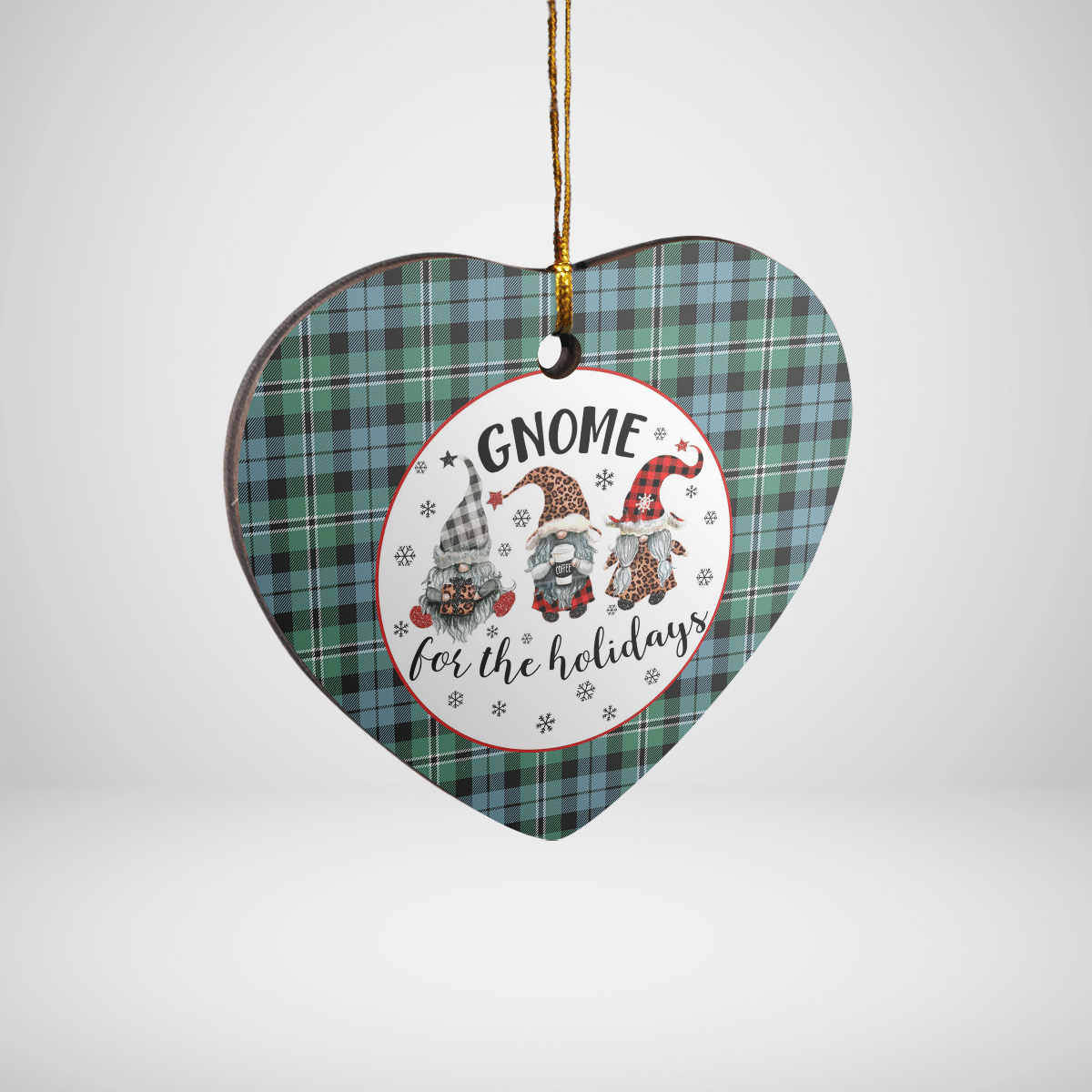 Clan Melville Tartan Tartan Crest Gnome Heart Ceramic Ornament EB90 Melville Tartan Tartan Christmas   