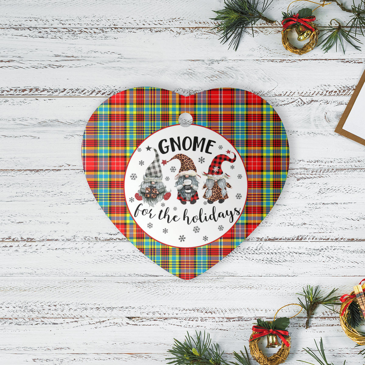 Clan Ogilvie Tartan Tartan Crest Gnome Heart Ceramic Ornament CI99 Ogilvie Tartan Tartan Christmas   