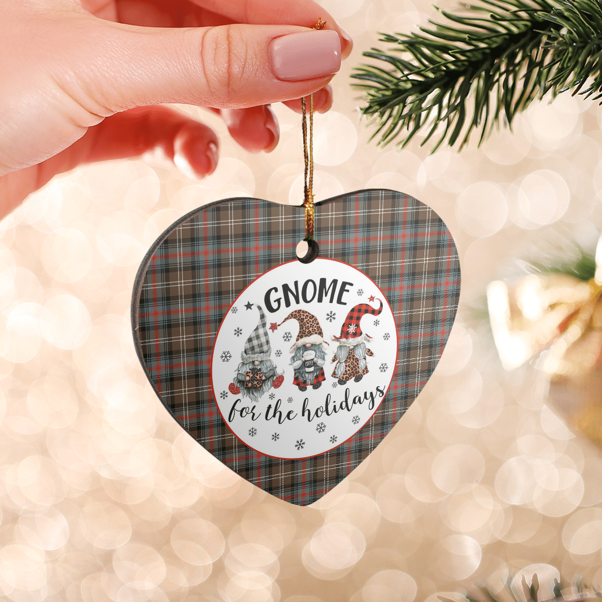 Clan Sutherland Weathered Tartan Tartan Crest Gnome Heart Ceramic Ornament FN96 Sutherland Weathered Tartan Tartan Christmas   