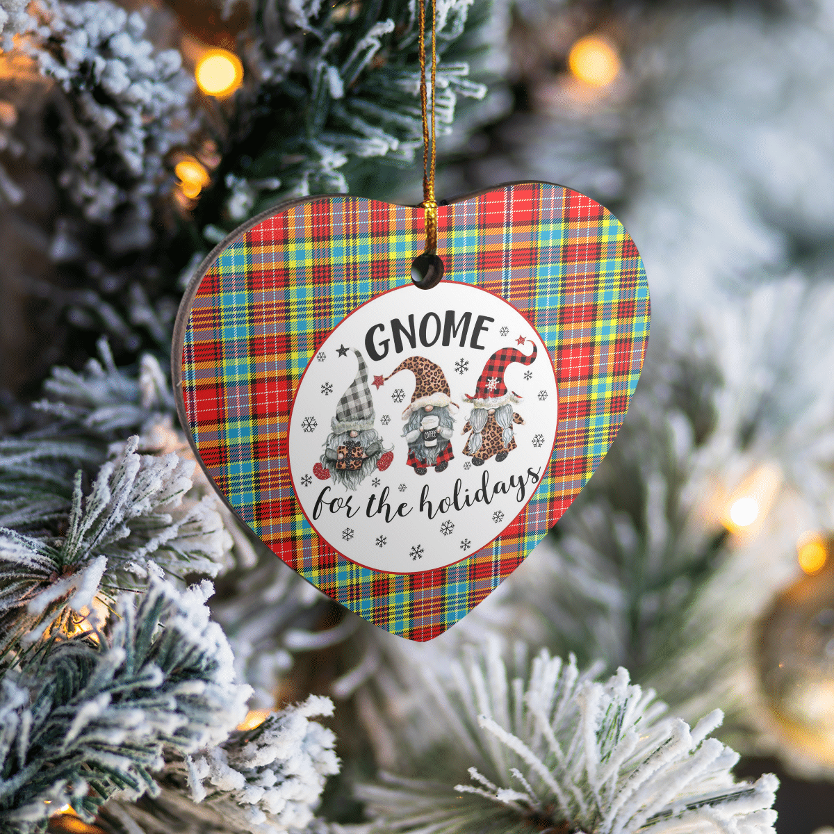 Clan Ogilvie Tartan Tartan Crest Gnome Heart Ceramic Ornament CI99 Ogilvie Tartan Tartan Christmas   