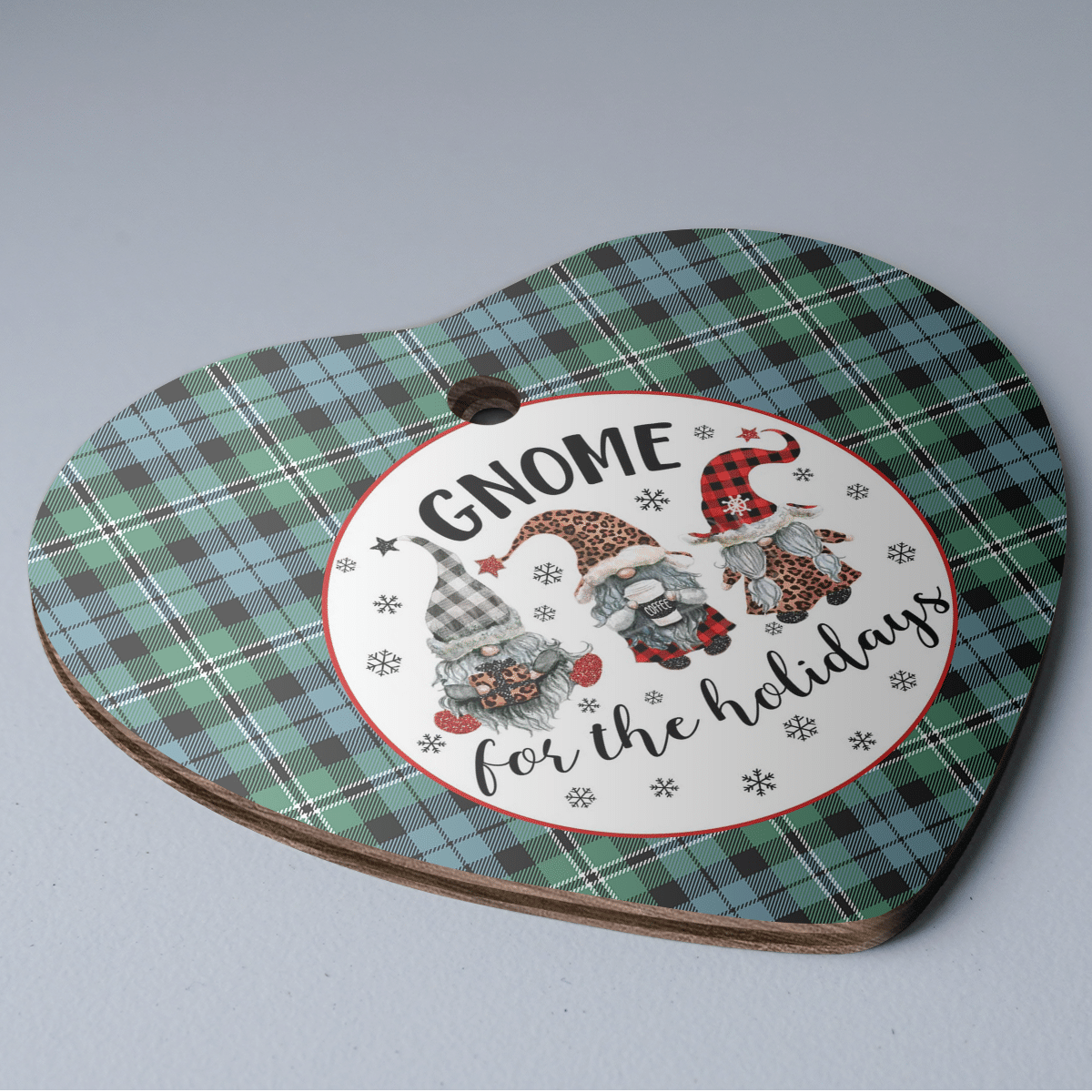 Clan Melville Tartan Tartan Crest Gnome Heart Ceramic Ornament EB90 Melville Tartan Tartan Christmas   