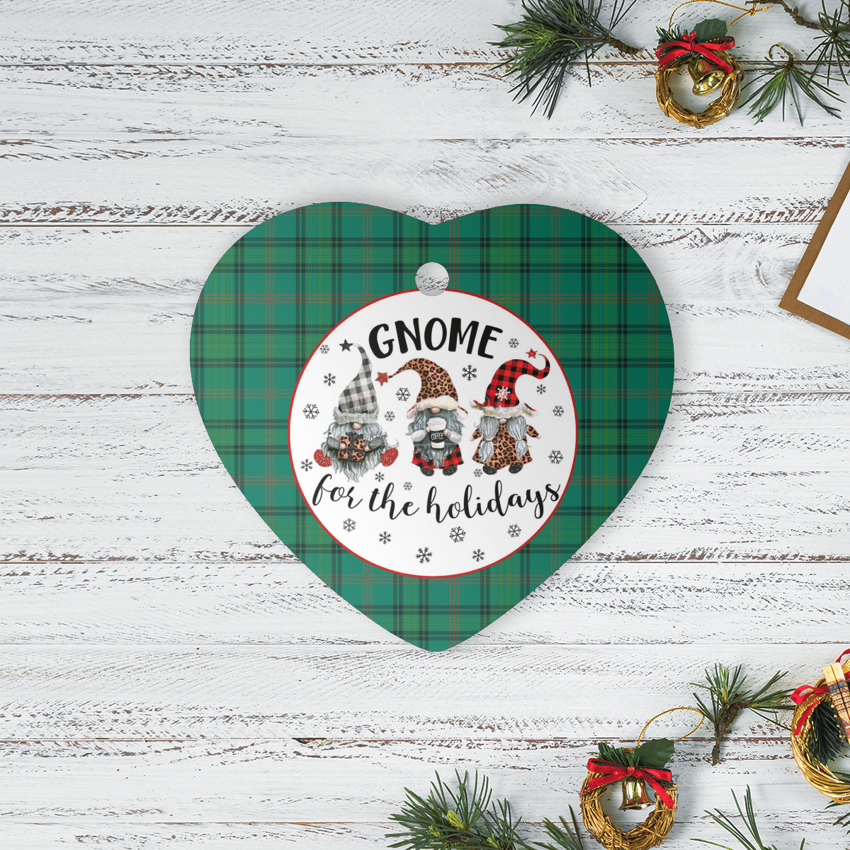 Clan Ross Hunting Ancient Tartan Tartan Crest Gnome Heart Ceramic Ornament CM14 Ross Hunting Ancient Tartan Tartan Christmas   