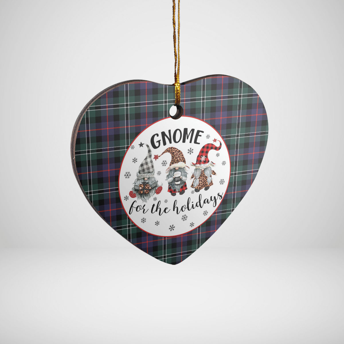 Clan Rose Hunting Modern Tartan Tartan Crest Gnome Heart Ceramic Ornament WZ44 Rose Hunting Modern Tartan Tartan Christmas   
