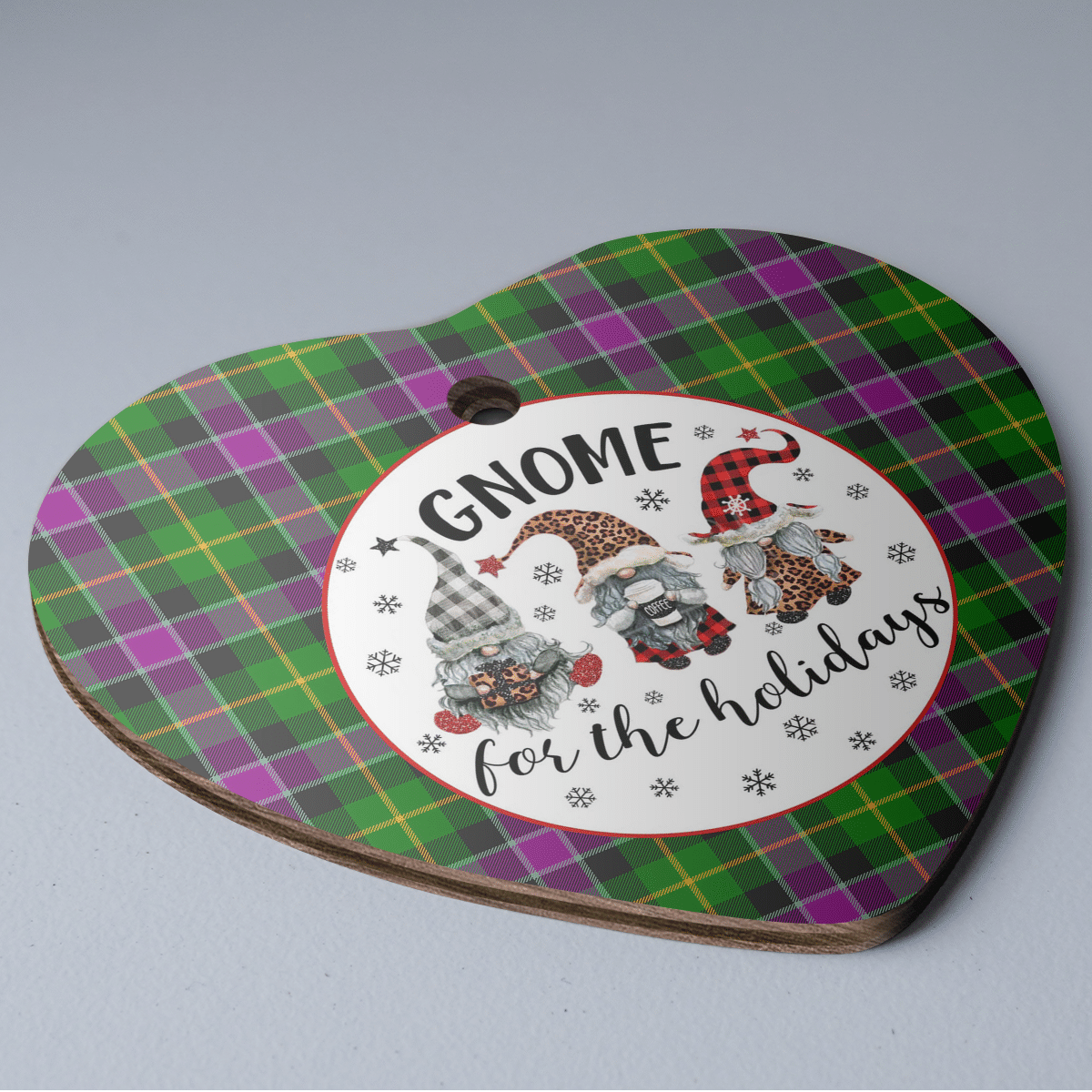 Clan Selkirk Tartan Tartan Crest Gnome Heart Ceramic Ornament MS53 Selkirk Tartan Tartan Christmas   