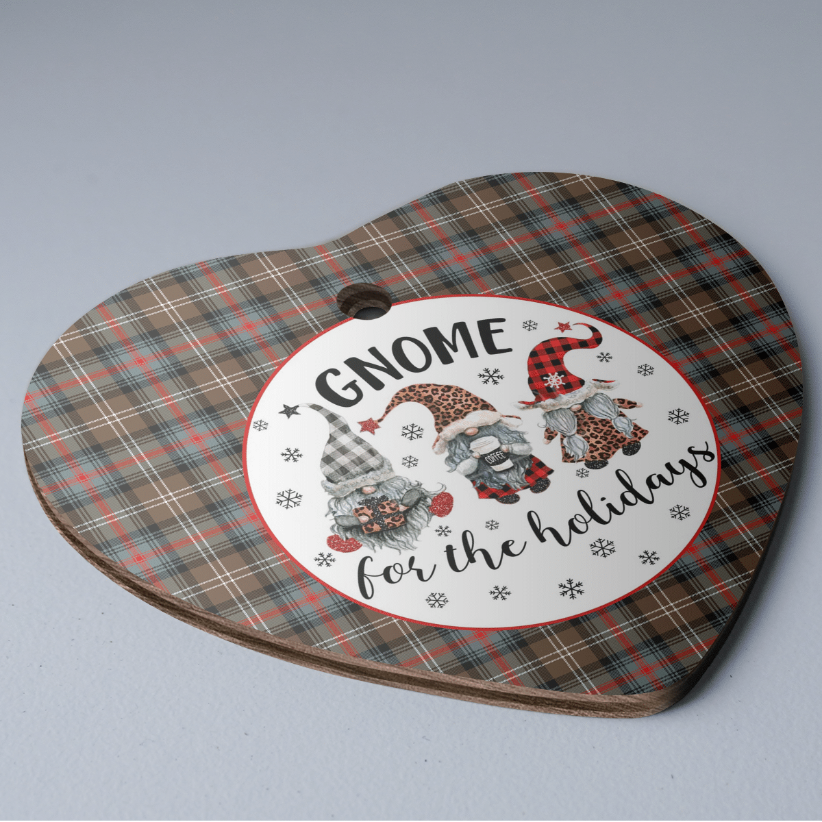 Clan Sutherland Weathered Tartan Tartan Crest Gnome Heart Ceramic Ornament FN96 Sutherland Weathered Tartan Tartan Christmas   