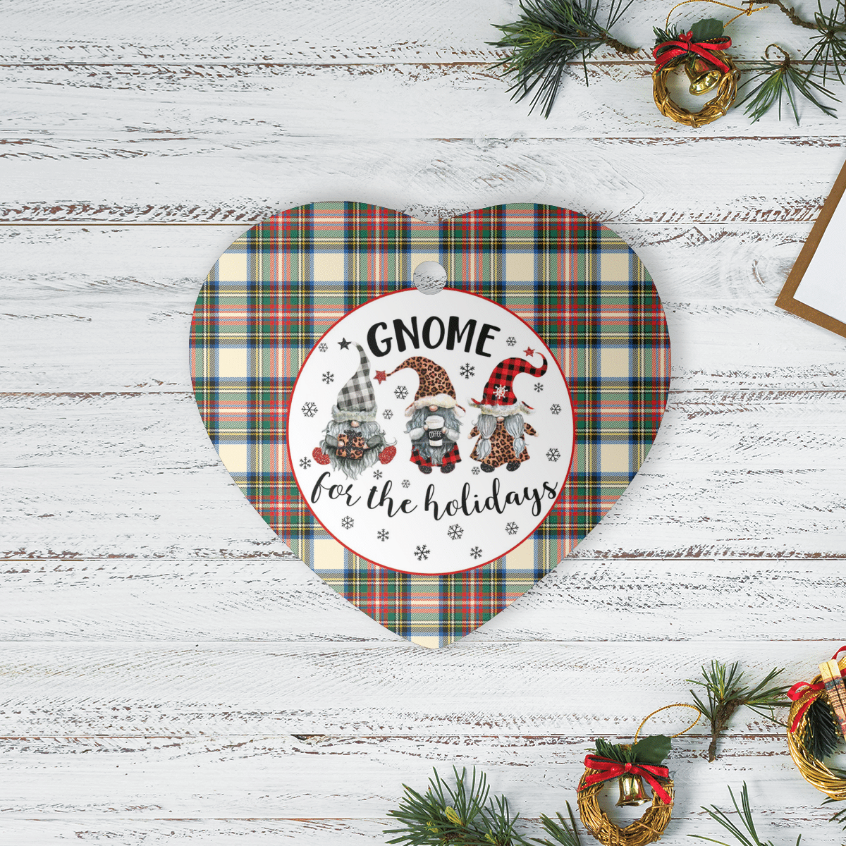 Clan Stewart Dress Ancient Tartan Tartan Crest Gnome Heart Ceramic Ornament SP77 Stewart Dress Ancient Tartan Tartan Christmas   