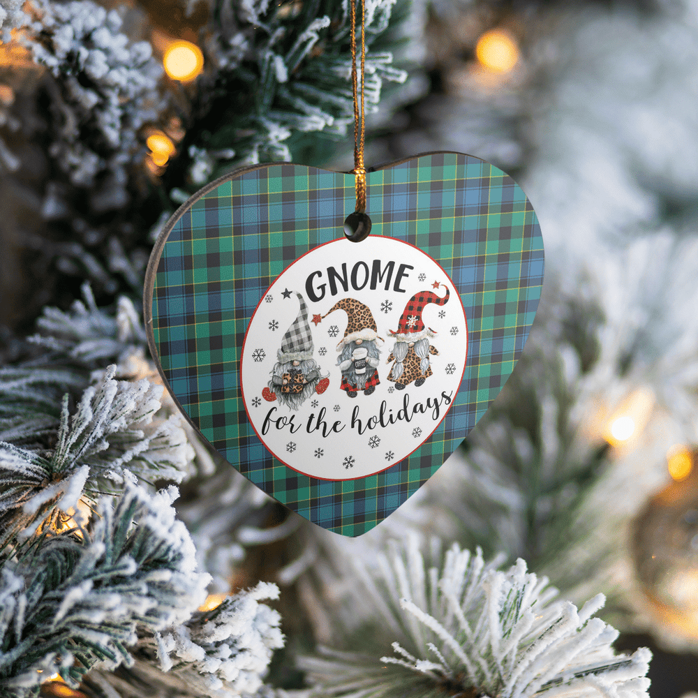 Clan Mowat Tartan Tartan Crest Gnome Heart Ceramic Ornament VY36 Mowat Tartan Tartan Christmas   