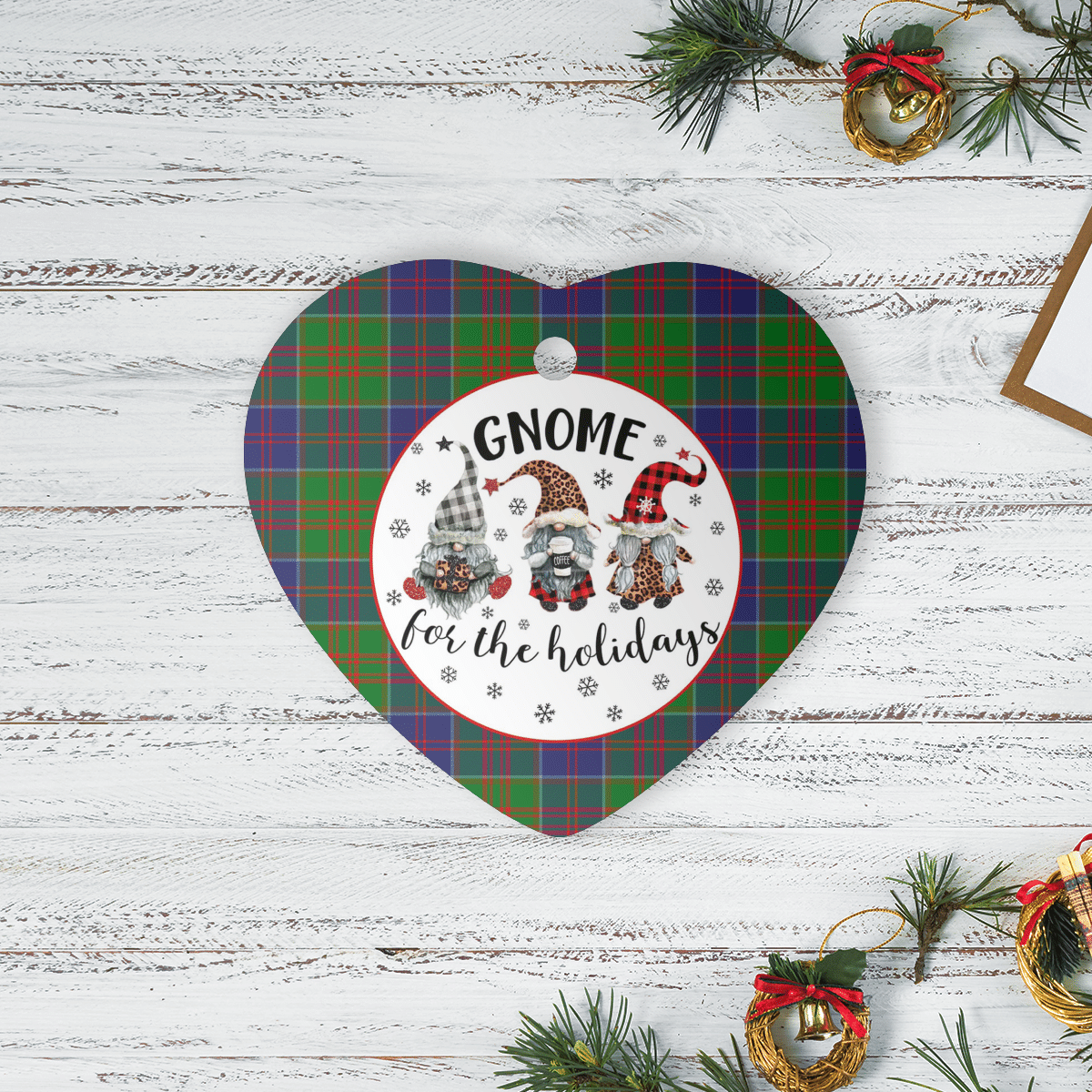 Clan Stewart of Appin Hunting Modern Tartan Tartan Crest Gnome Heart Ceramic Ornament LO99 Stewart of Appin Hunting Modern Tartan Tartan Christmas   