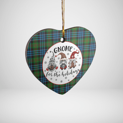Clan Newlands Tartan Tartan Crest Gnome Heart Ceramic Ornament