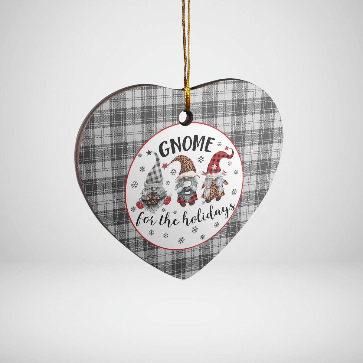 Clan Douglas Grey Modern Tartan Tartan Crest Gnome Heart Ceramic Ornament JR75 Douglas Grey Modern Tartan Tartan Christmas   