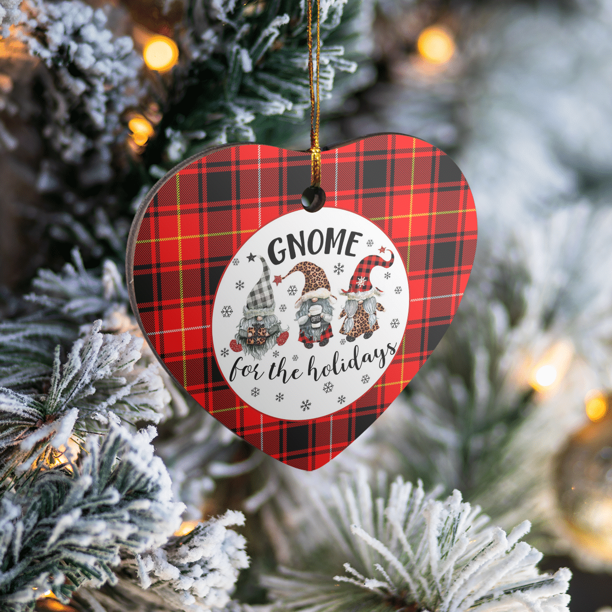 Clan MacIver Modern Tartan Tartan Crest Gnome Heart Ceramic Ornament QZ29 MacIver Modern Tartan Tartan Christmas   