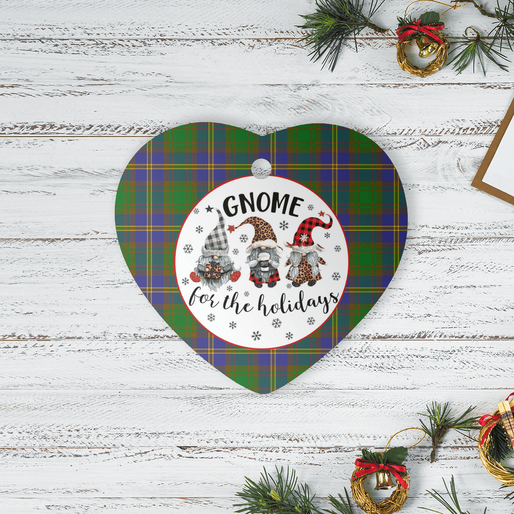Clan Strange of Balkaskie Tartan Tartan Crest Gnome Heart Ceramic Ornament MQ55 Strange of Balkaskie Tartan Tartan Christmas   