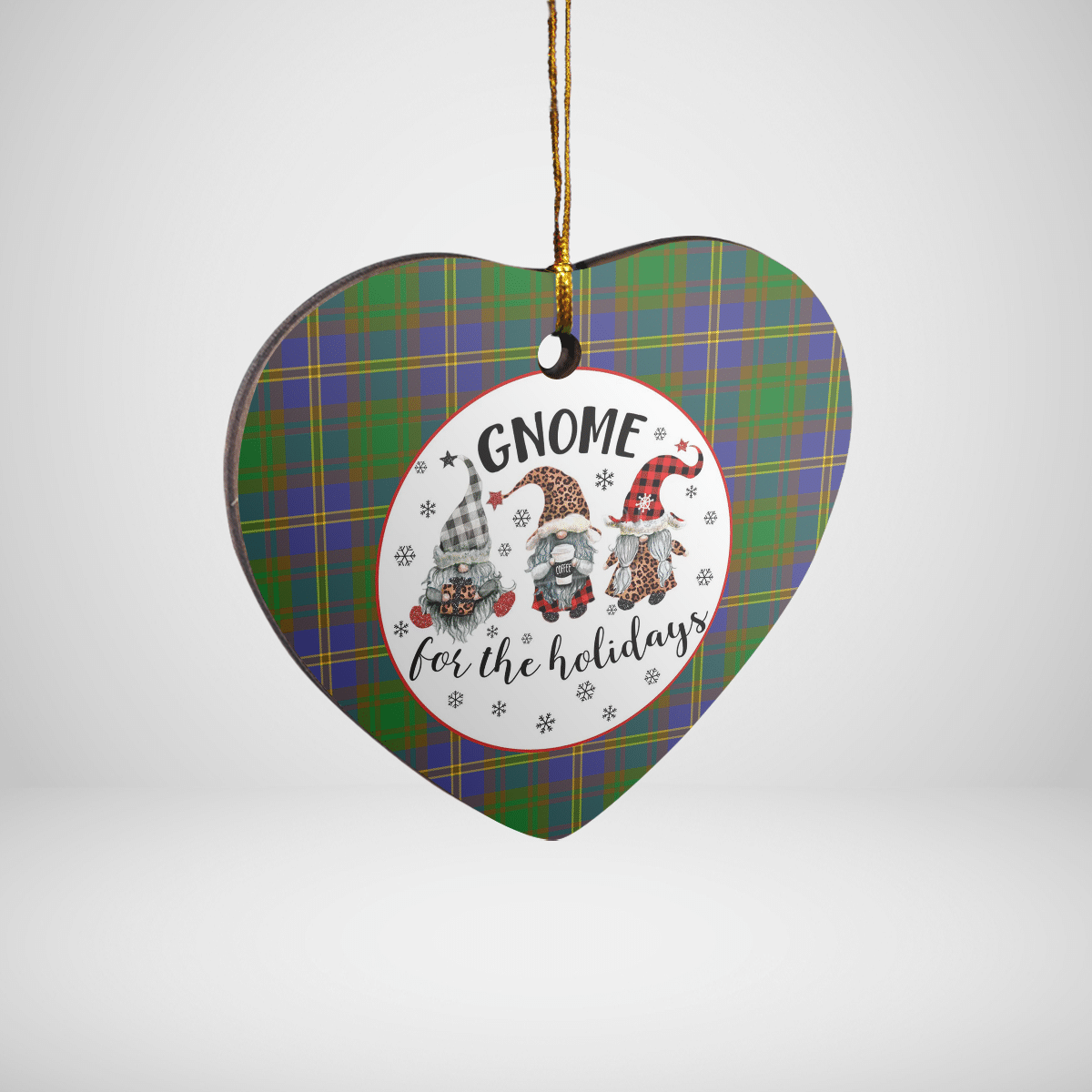 Clan Strange of Balkaskie Tartan Tartan Crest Gnome Heart Ceramic Ornament MQ55 Strange of Balkaskie Tartan Tartan Christmas   